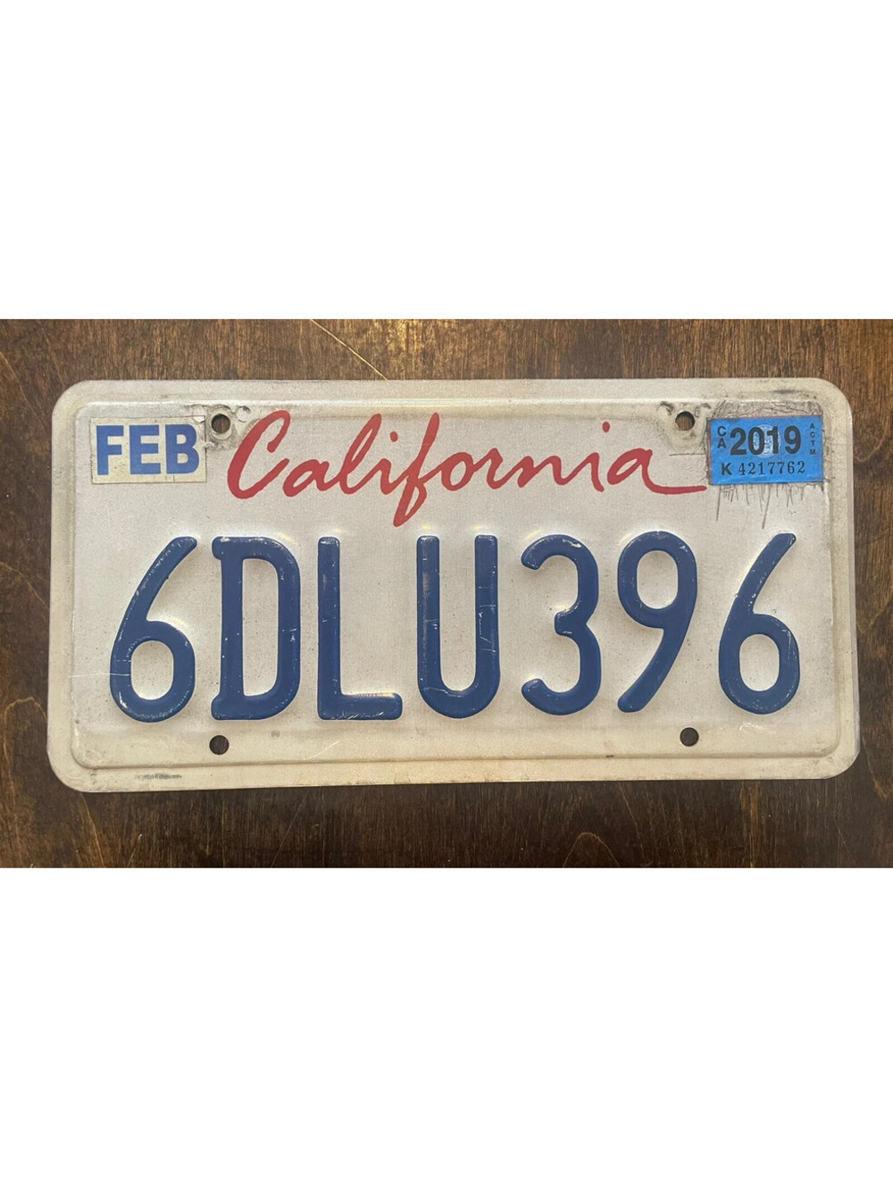 License Plate California State American Vintage Expired CA 6 DLU 396 Retro Sign